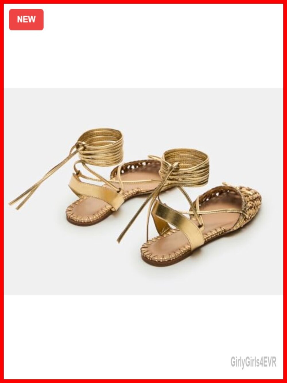 Woven Ballet Flats: Lace Up Square Toe Summer Sandals - Picture 4 of 5